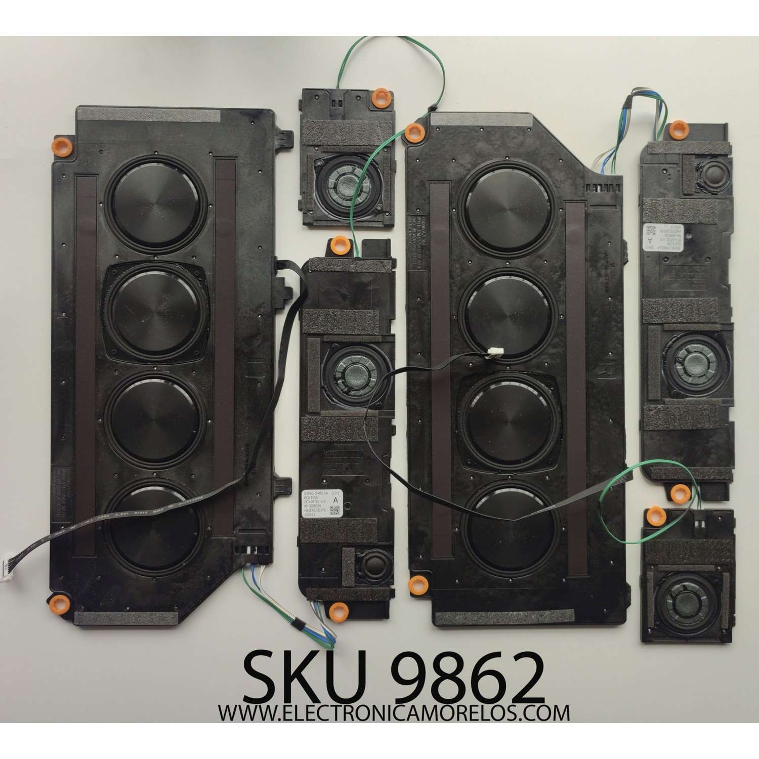 KIT DE BOCINAS PARA TV SAMSUNG / NUMERO DE PARTE BN96-54882A / BN63-19453A002 / 6Ω / 10W / 65Q900 / BN63-19456A002 / MODELO QN75QN800BFXZA CD02 / QN85QN95BAFXZA AD03	